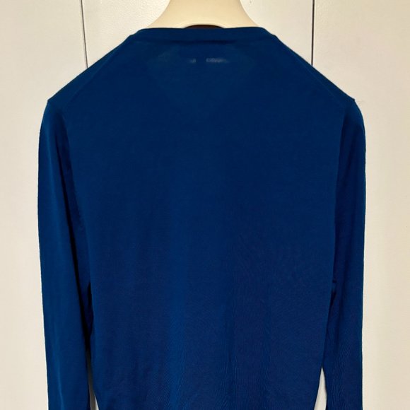 Patrick Assaraf Blue V-neck Blue Wool Sweater- Small - Picture 5 of 7